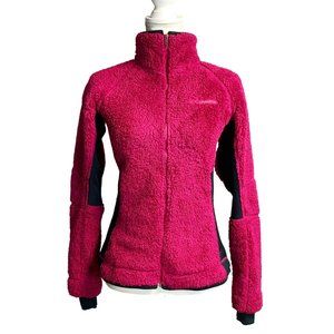 Columbia Women's Cozy Soft Fleece Zip Teddy Jacket - Pink and Black Size Small